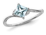 1/2 Carat (ctw) Princess-Cut Aquamarine Ring in Sterling Silver